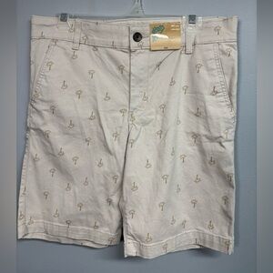 Men's Beige Shorts with Palm Tree Design